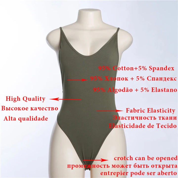 Bodysuit with Spaghetti Straps and Open Back - Mimi