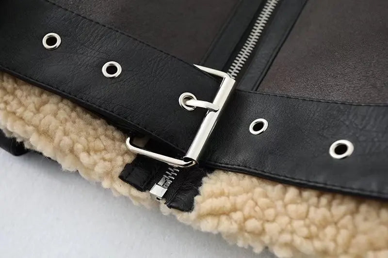 Short leather coat with inner fur - Johnny