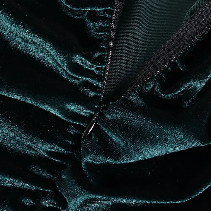 Velvet Mini Dress with Corset Design and Ruching - Sheina