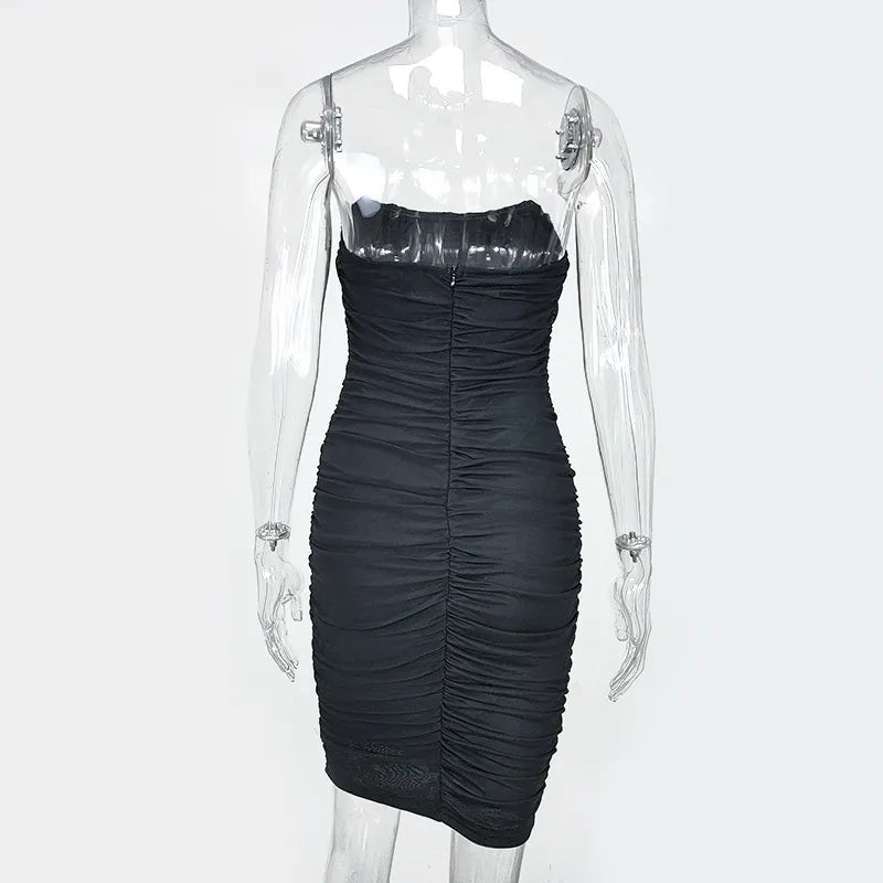 Strapless Midi Dress with Chiffon Corset - Tula