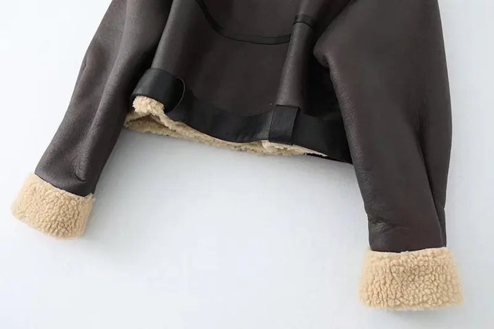 Short leather coat with inner fur - Johnny