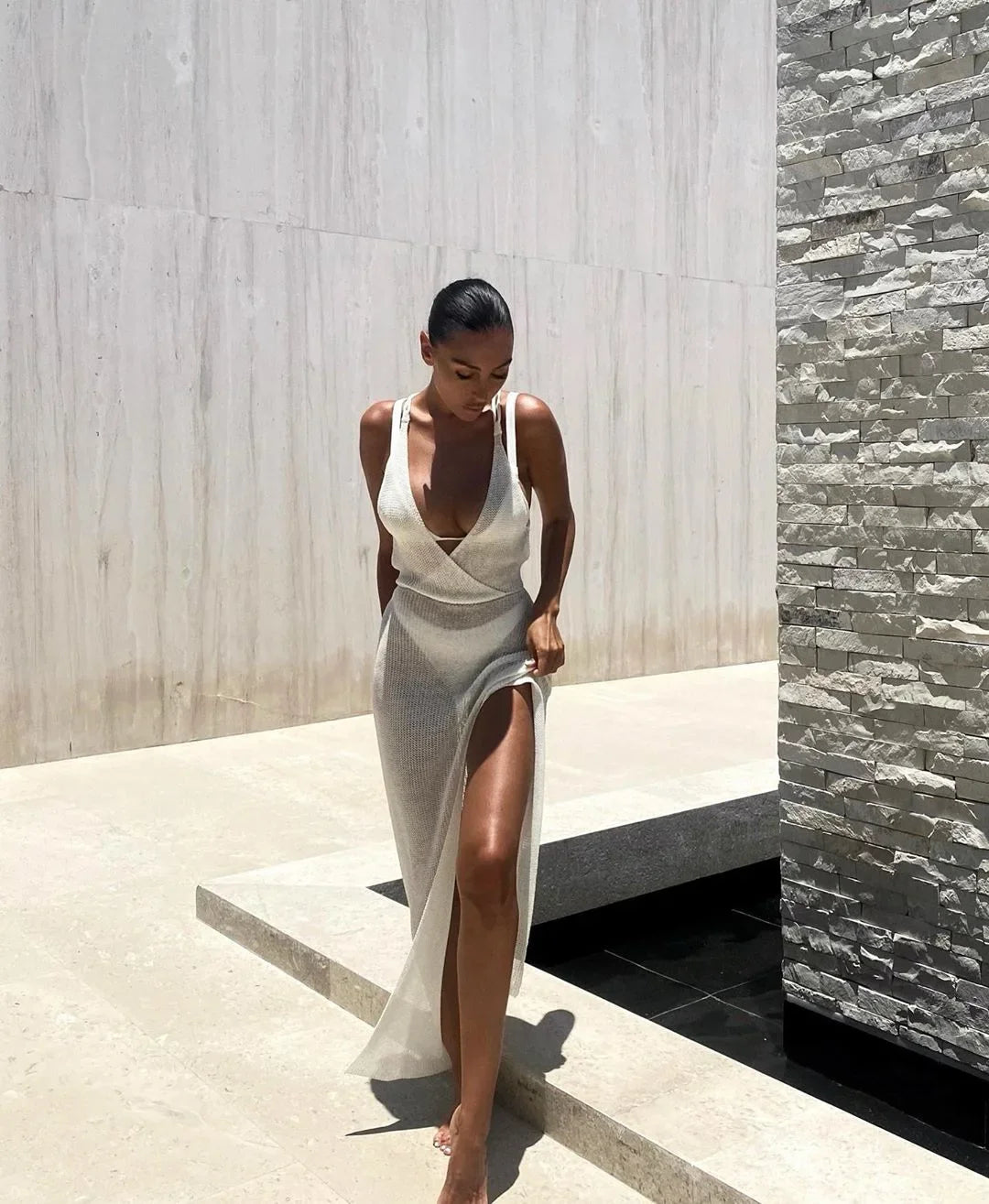 Maxi Beach Dress with Slit - Eri