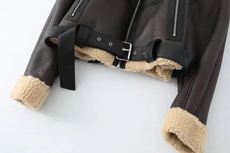 Short leather coat with inner fur - Johnny