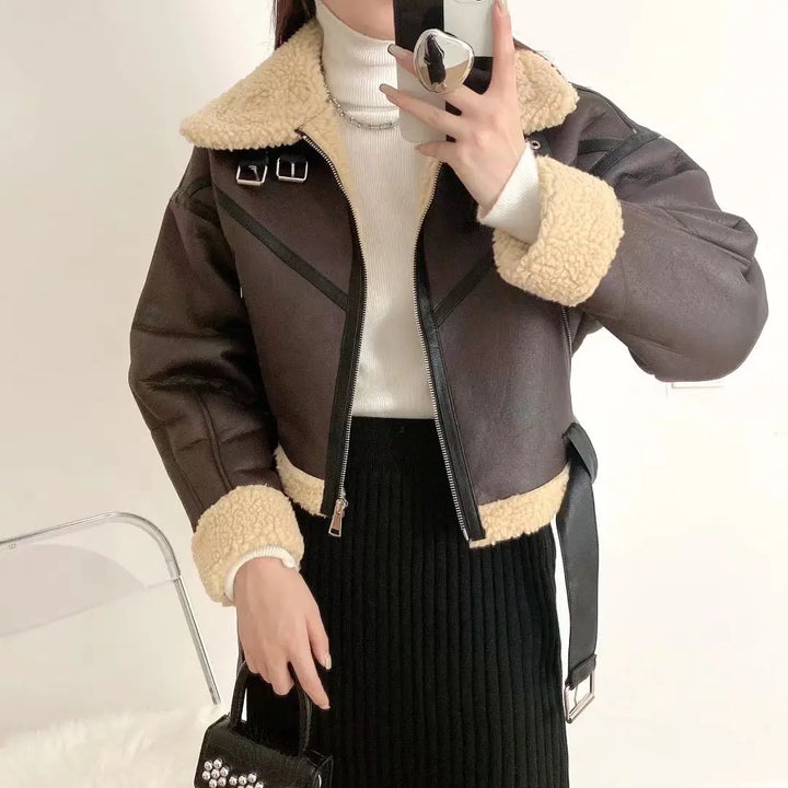 Short leather coat with inner fur - Johnny