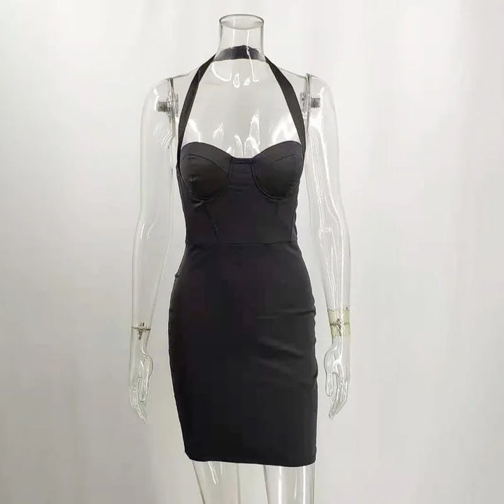 Fitted satin mini dress with corset design - Aylin