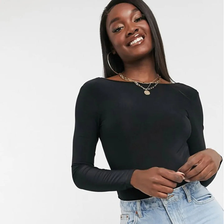 Fitted Bodysuit with Open Back - Naomi