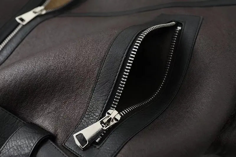 Short leather coat with inner fur - Johnny