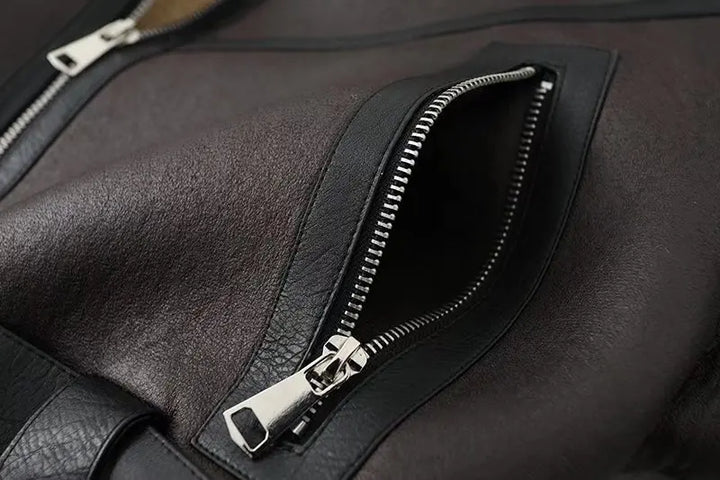 Short leather coat with inner fur - Johnny