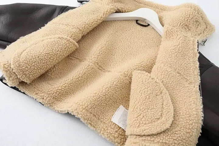Short leather coat with inner fur - Johnny