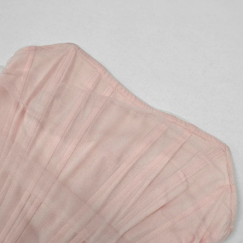 Strapless Midi Dress with Chiffon Corset - Tula