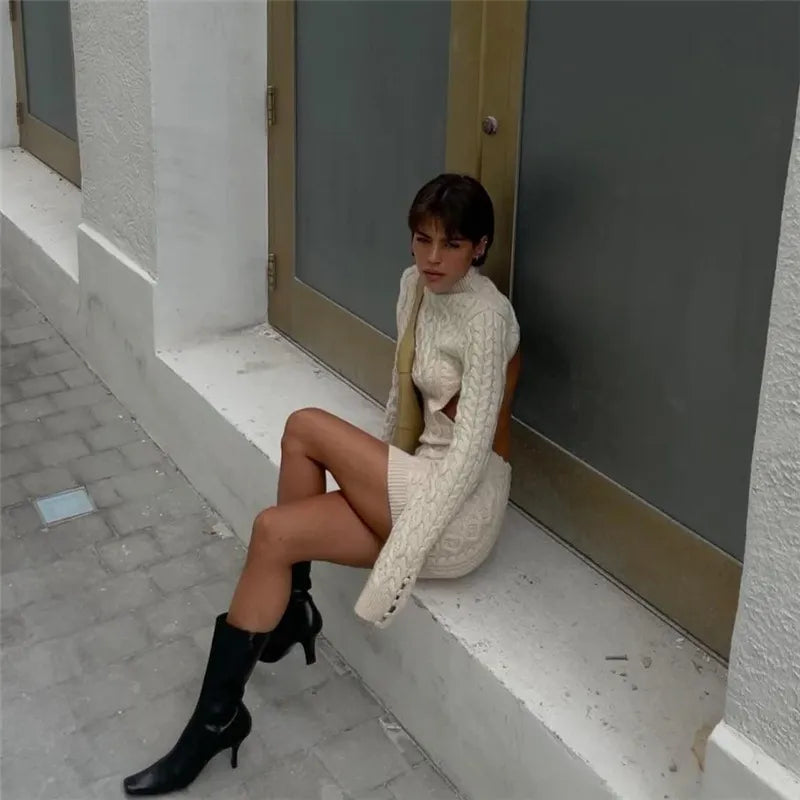 Fitted mini sweater dress - Amor