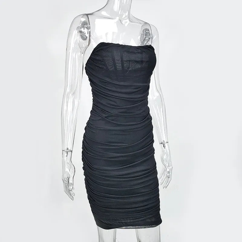Strapless Midi Dress with Chiffon Corset - Tula