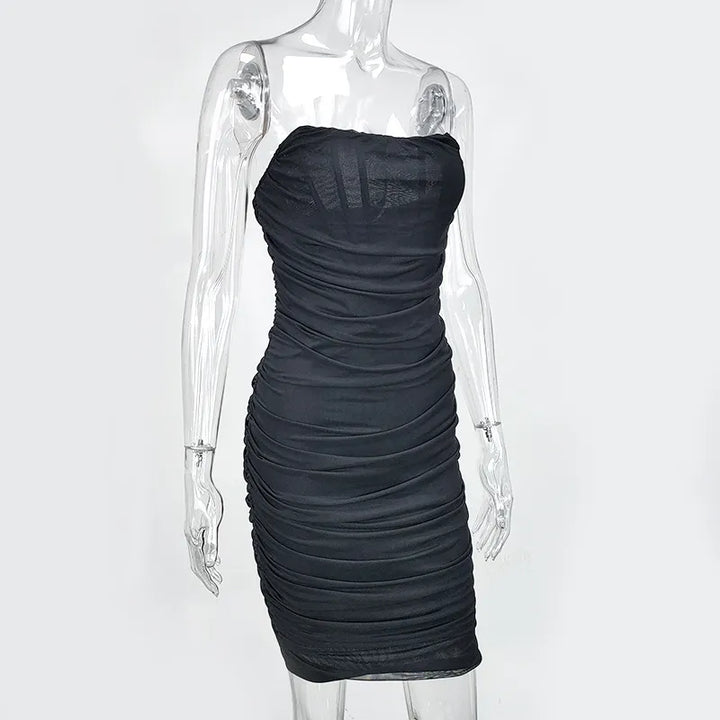 Strapless Midi Dress with Chiffon Corset - Tula