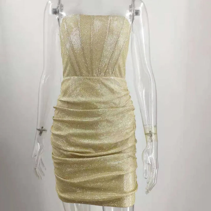 Strapless Mini Dress with Glitter Corset Design - Sienna