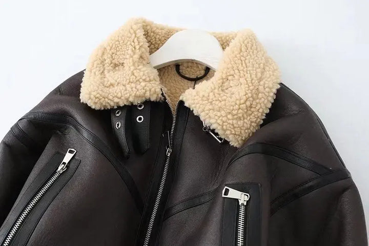 Short leather coat with inner fur - Johnny