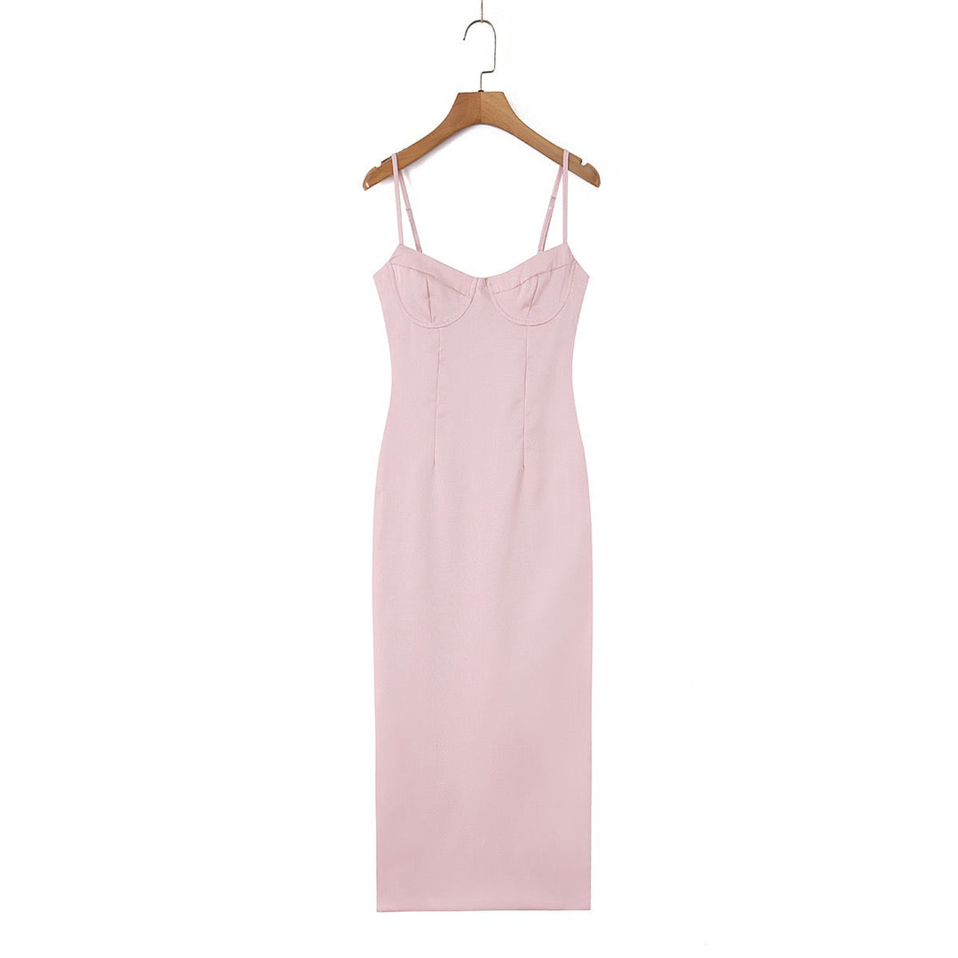 Satin maxi dress with back ties – Nelly