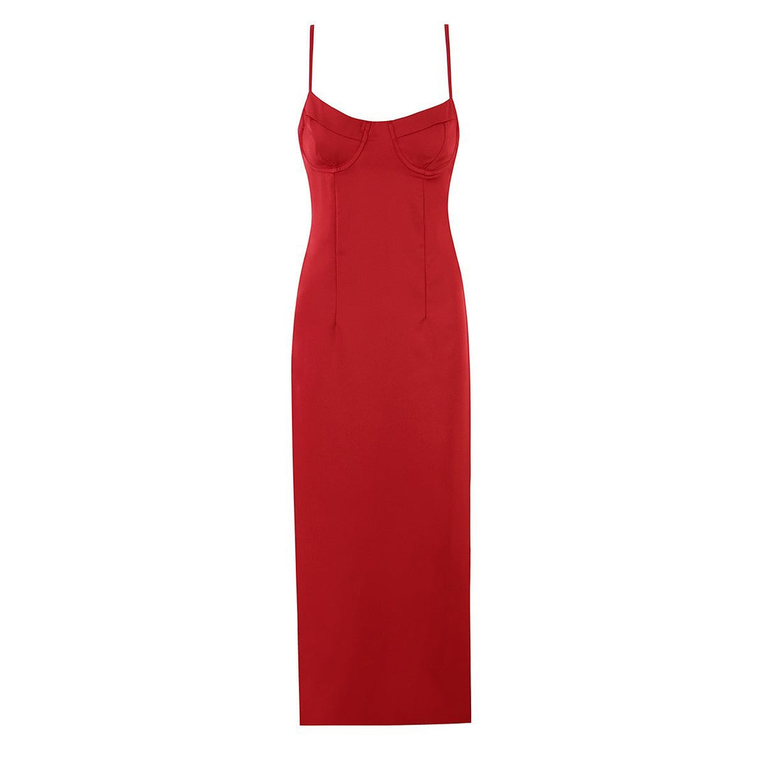Satin maxi dress with back ties – Nelly