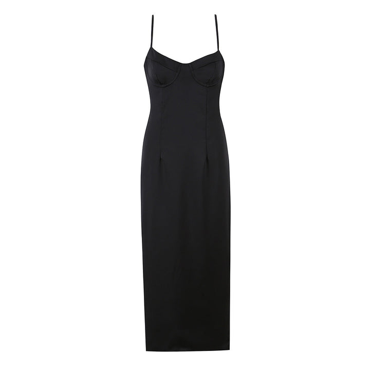 Satin maxi dress with back ties – Nelly