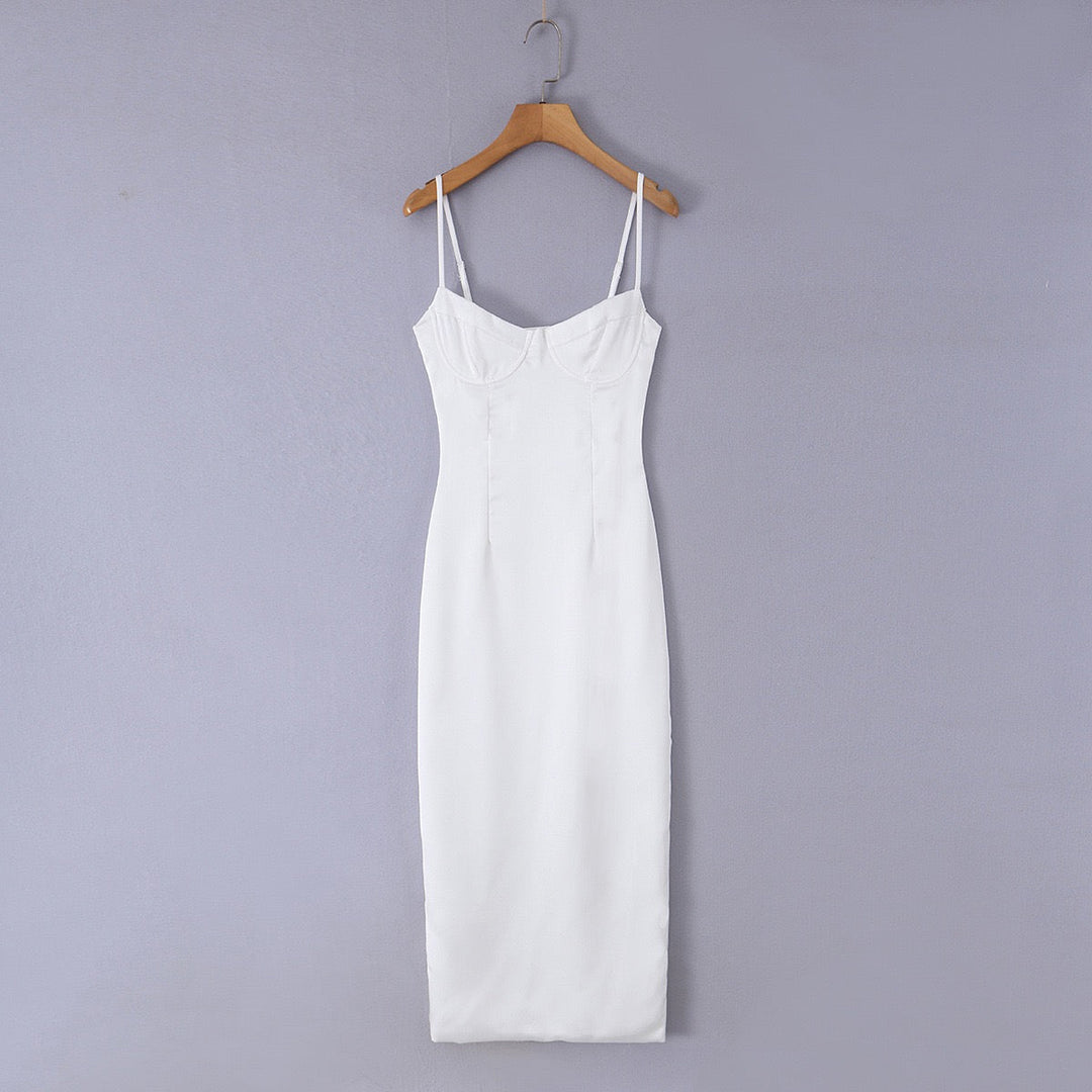 Satin maxi dress with back ties – Nelly