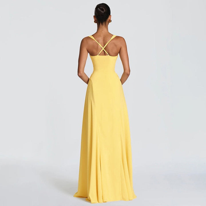 Elegant Maxi Dress with Open Back - Marilyn