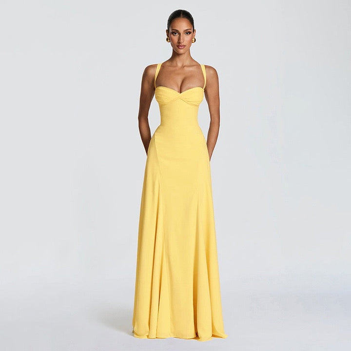 Elegant Maxi Dress with Open Back - Marilyn