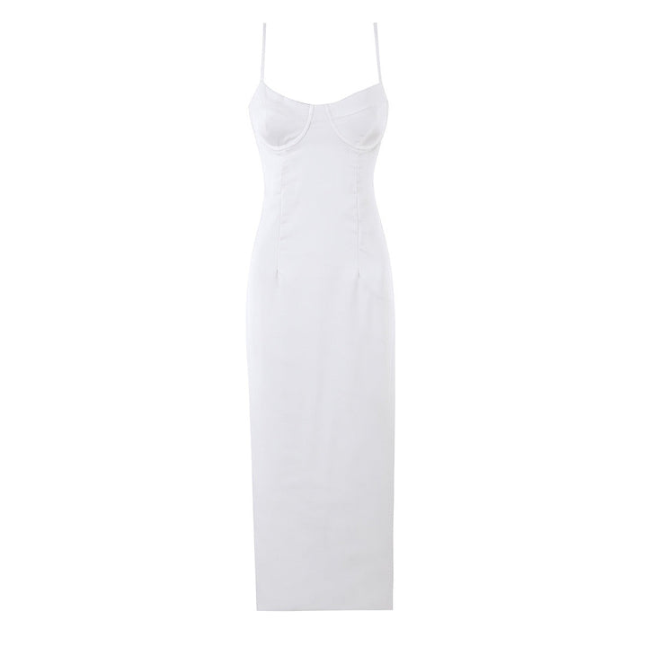 Satin maxi dress with back ties – Nelly