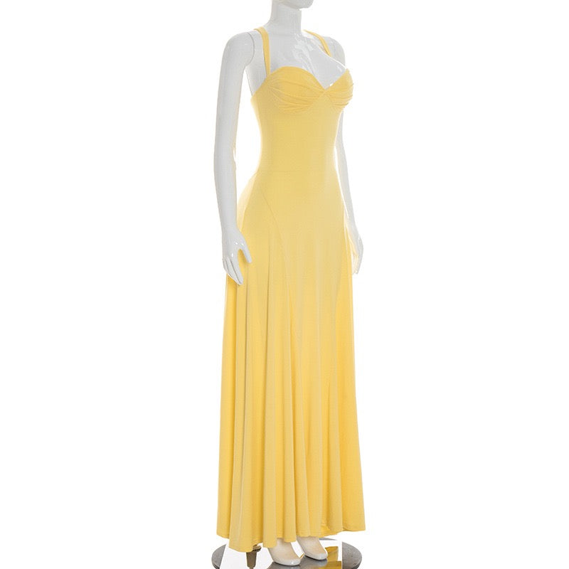 Elegant Maxi Dress with Open Back - Marilyn