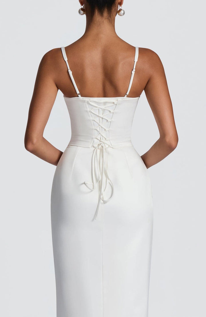 Satin maxi dress with back ties – Nelly