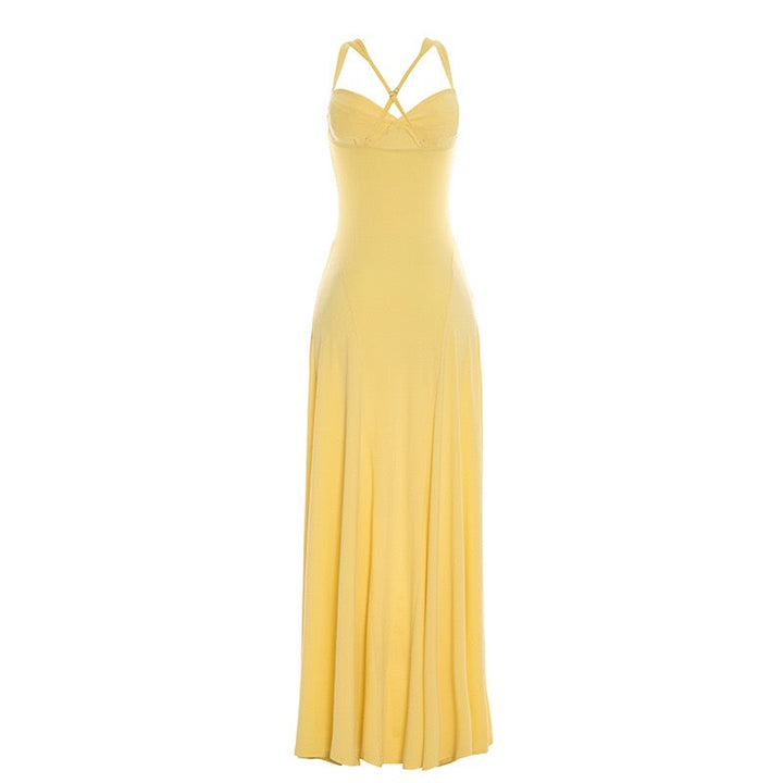 Elegant Maxi Dress with Open Back - Marilyn