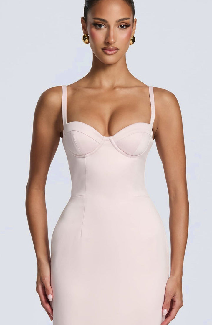 Satin maxi dress with back ties – Nelly
