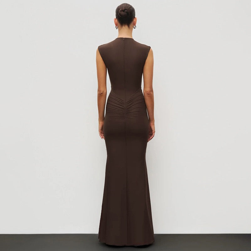 Maxi Dress with Ruching Design - Liran