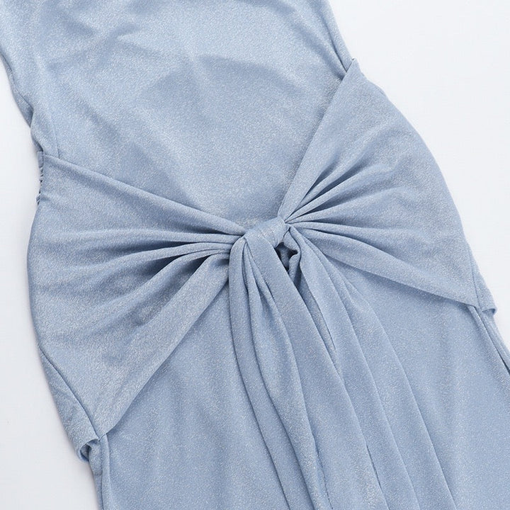Maxi sequin dress with tie at the nape, open back - Palermo