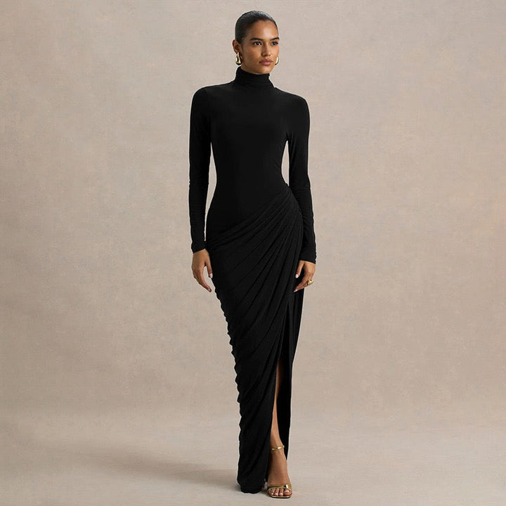 Maxi dress with pleats design and slit - Lis