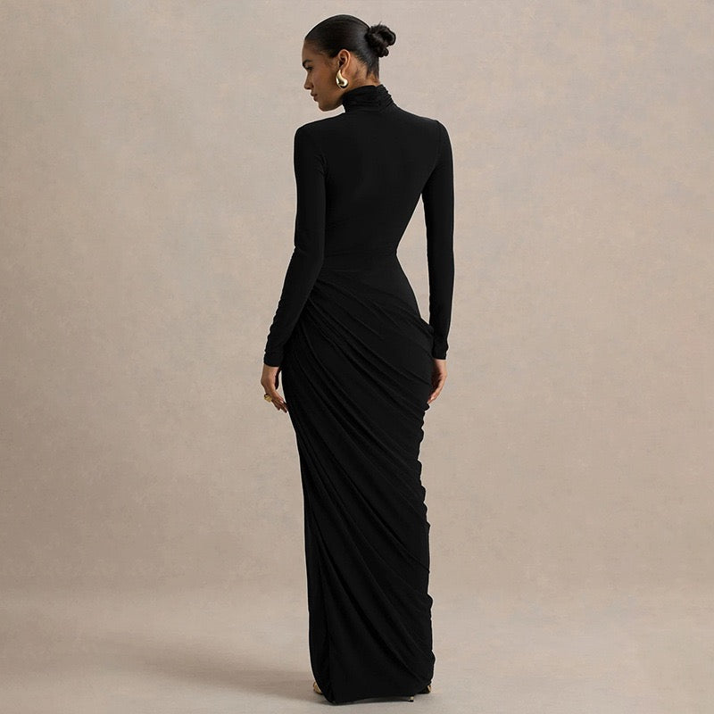 Maxi dress with pleats design and slit - Lis