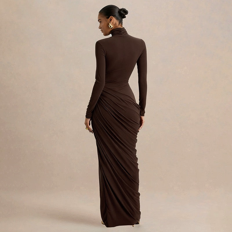 Maxi dress with pleats design and slit - Lis