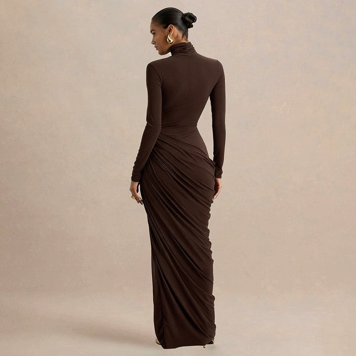 Maxi dress with pleats design and slit - Lis