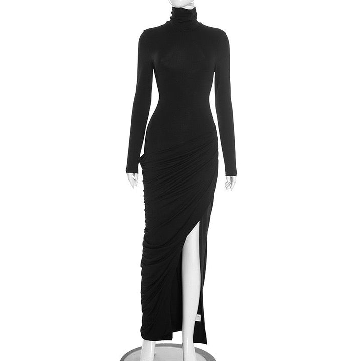 Maxi dress with pleats design and slit - Lis