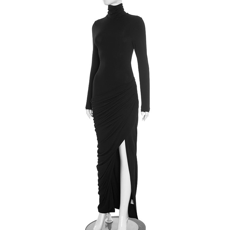 Maxi dress with pleats design and slit - Lis