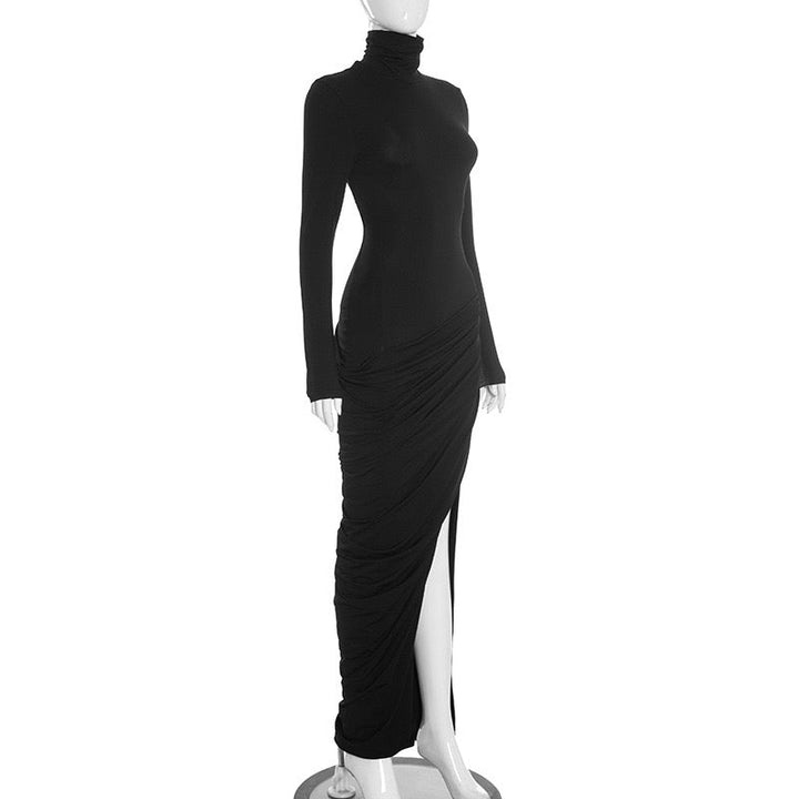 Maxi dress with pleats design and slit - Lis