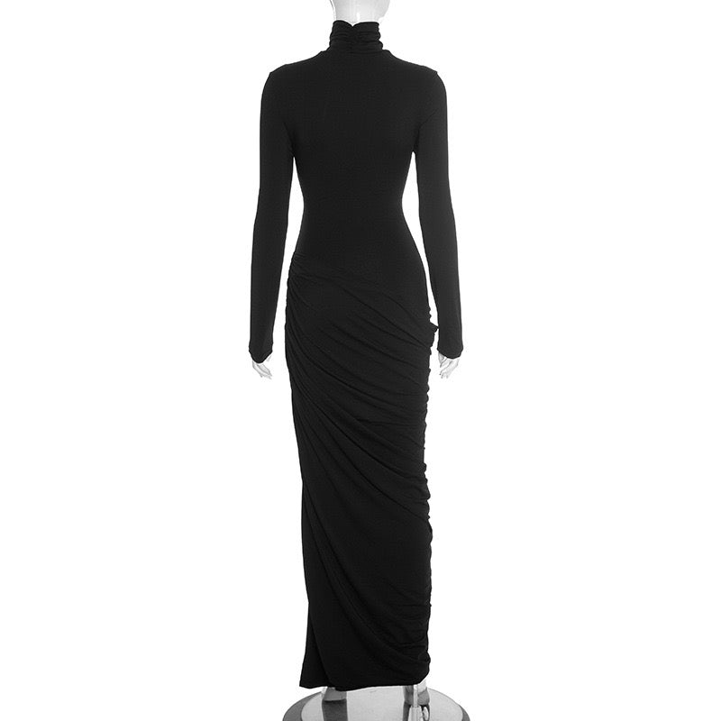 Maxi dress with pleats design and slit - Lis