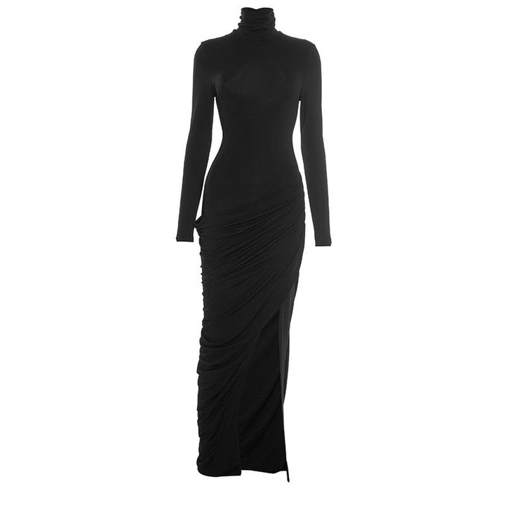 Maxi dress with pleats design and slit - Lis