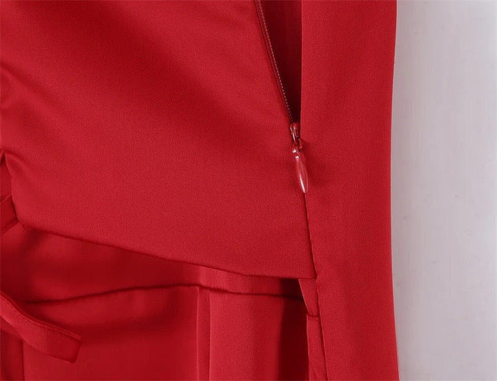 Satin maxi dress with back ties – Nelly