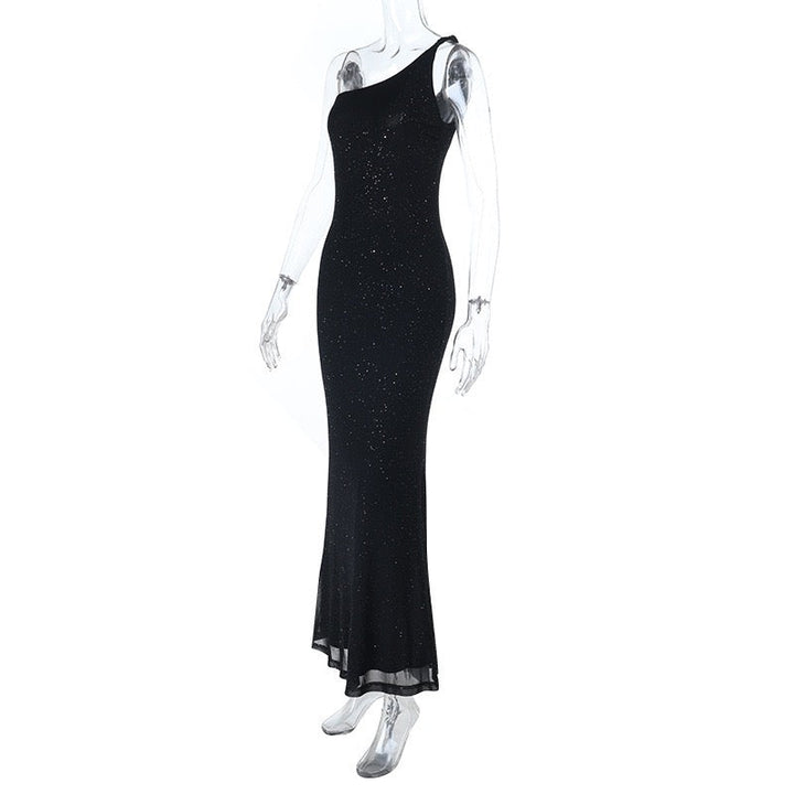 One-shoulder sequin maxi dress with open back - Solferina