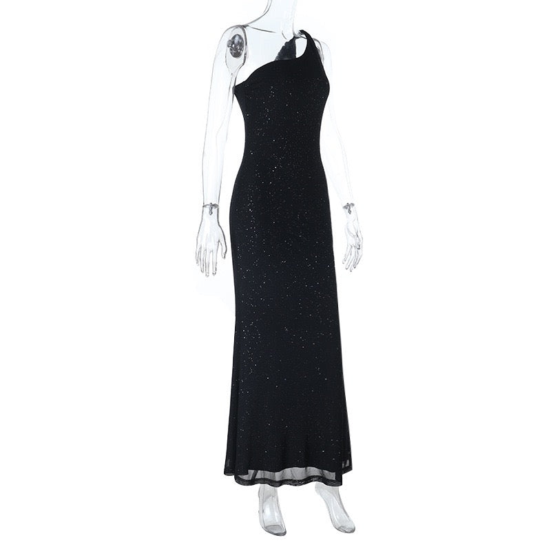 One-shoulder sequin maxi dress with open back - Solferina