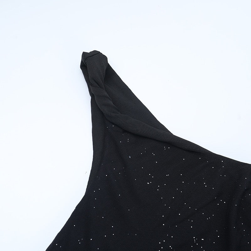 One-shoulder sequin maxi dress with open back - Solferina