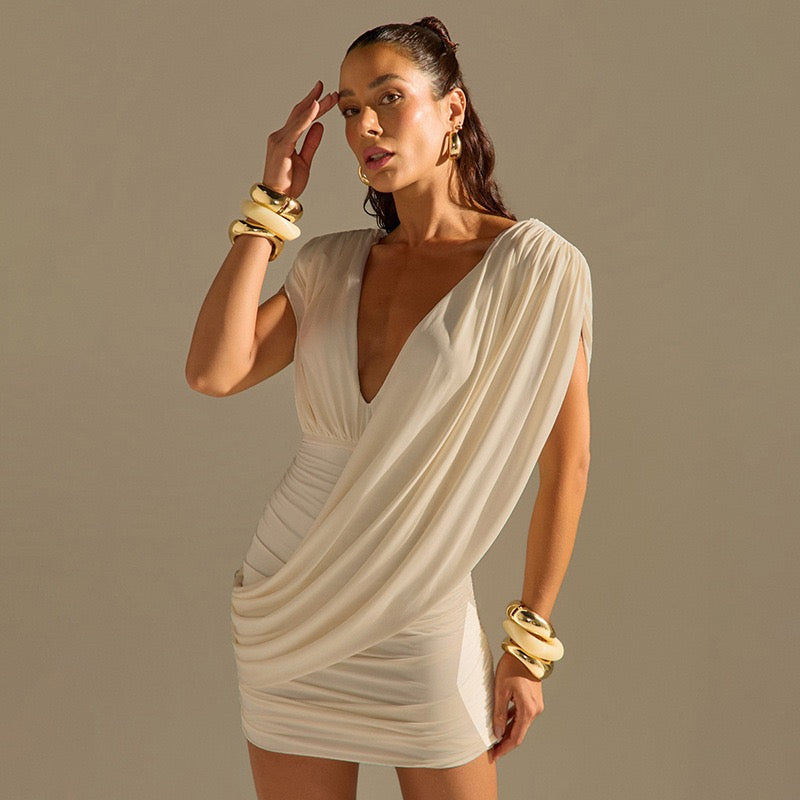 Mini Dress with Pleats and Open Back Design - SHIRI