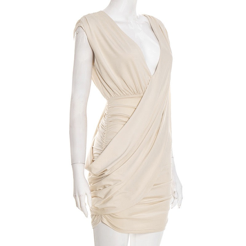 Mini Dress with Pleats and Open Back Design - SHIRI