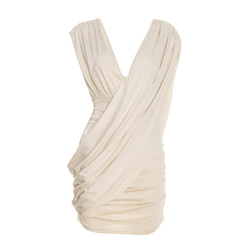 Mini Dress with Pleats and Open Back Design - SHIRI
