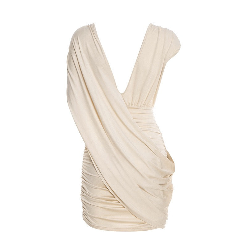 Mini Dress with Pleats and Open Back Design - SHIRI