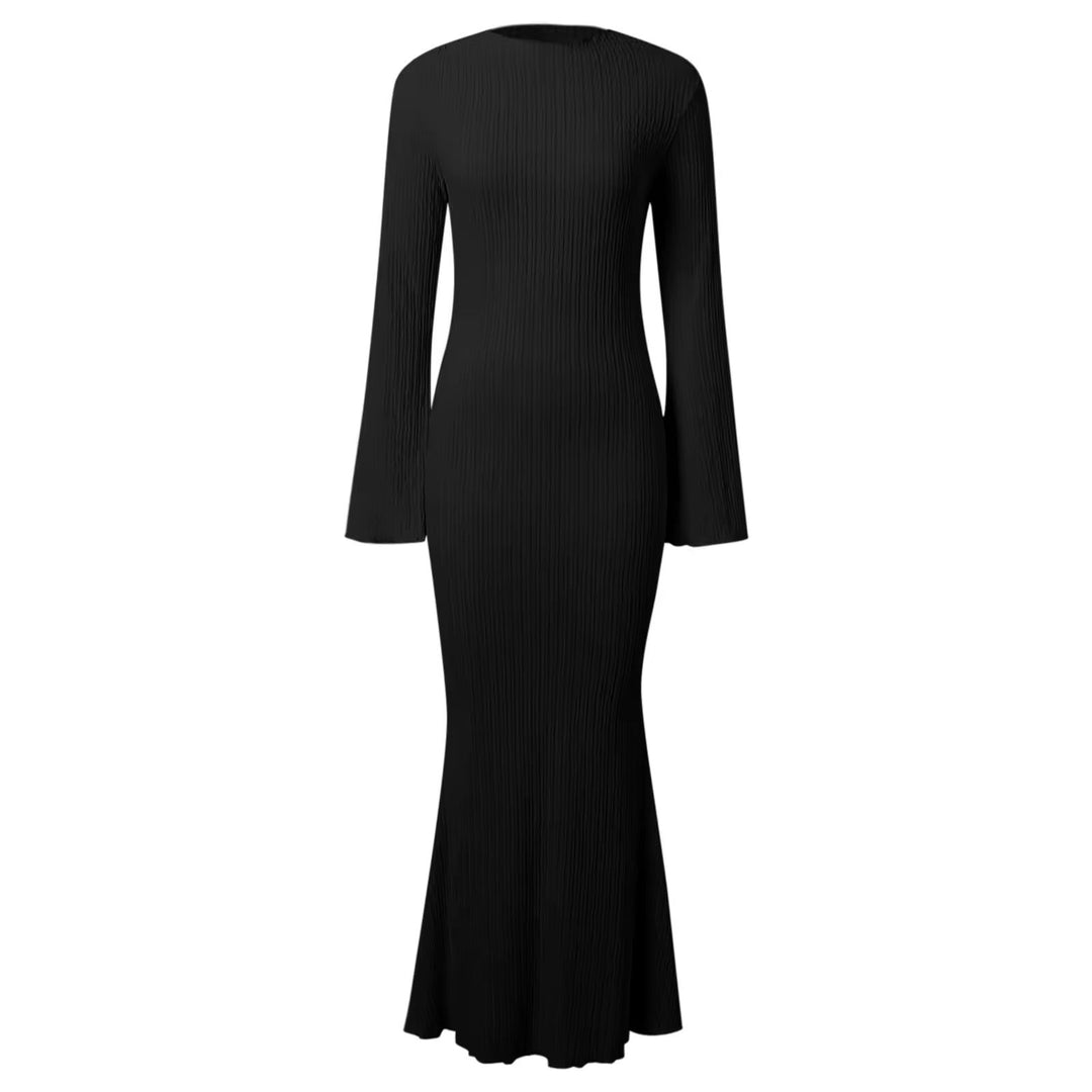 Ruched Fabric Maxi Dress with Open Sleeves - Stella